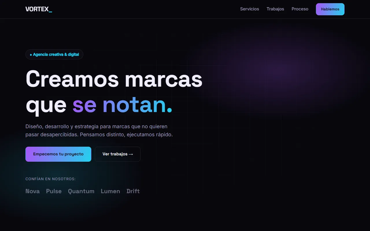 Vista previa de la agencia VORTEX