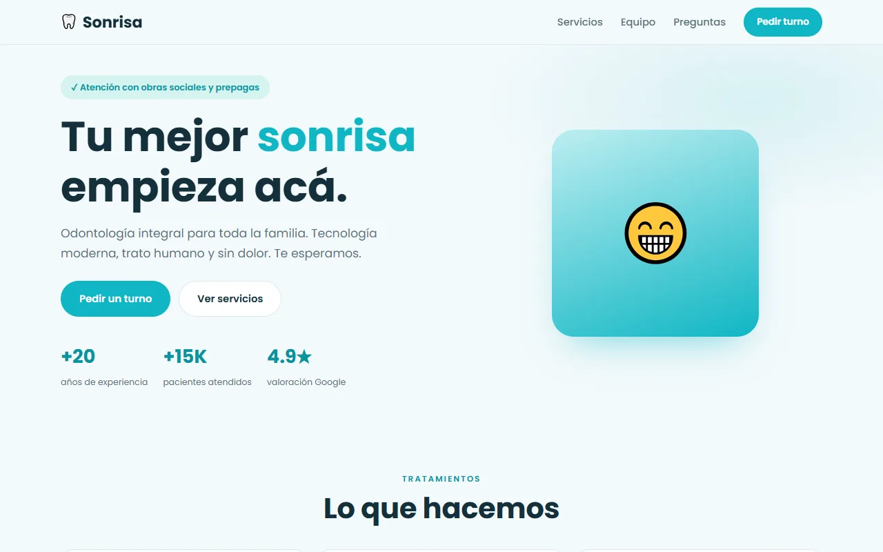 Vista previa del consultorio Sonrisa
